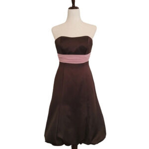 Vintage Alfred Angelo y2k Strapless Brown Pink Semi-formal Party Dress  7